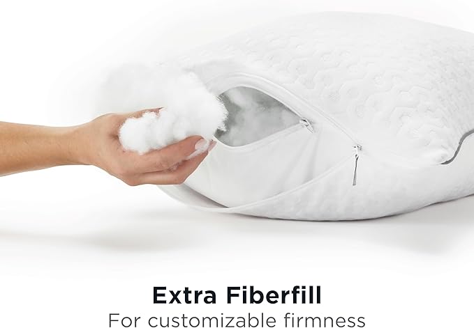  AllerEase Platinum 2-in-1 Adjustable Pillow, CleanBoost Allergen Barrier, Extra Fill, Standard/Queen - 2 Pack