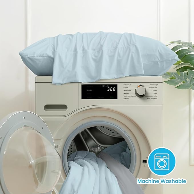 Cozy Bliss Cooling Pillow Cases for Hot Sleepers, Q-Max>0.45, Standard Size Set of 2, Soft & Silky Pillow Covers with Envelope Closure,Gift, Blue, 20x26 Inches
