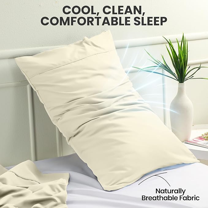 Utopia Bedding Queen Pillow Cases - 2 Pack - Envelope Closure - Soft Brushed Microfiber Fabric - Shrinkage and Fade Resistant Pillow Covers Queen Size 20 X 30 Inches (Queen, Ivory)