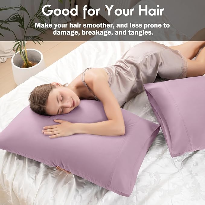 Pillowcases Standard Size 2 Pack, Cooling Viscose Pillow Cases with Envelope Closure, Cool & Breathable Pillow Cover for Hot Sleepers and Night Sweats, 20" x 26"