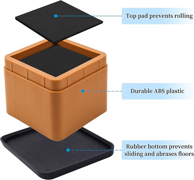 BTSD-home Adjustable Heavy Duty Bed Risers 3 Inch Stackable Bed Frame Riser Lifter 4 Pack Dark Brown