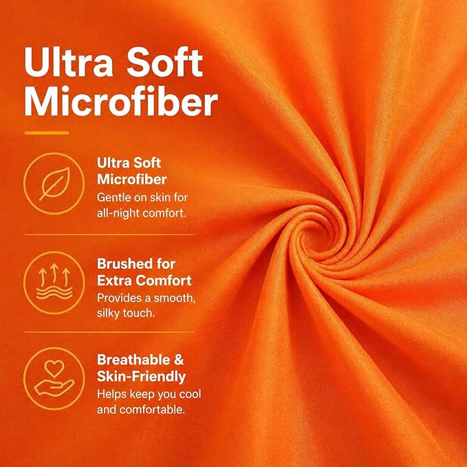 Evolive Ultra Soft Microfiber Body Pillow Cover/Pillowcases 21"x54" with Hidden Zipper Closure (21"x54" Body Pillow Cover, Orange)