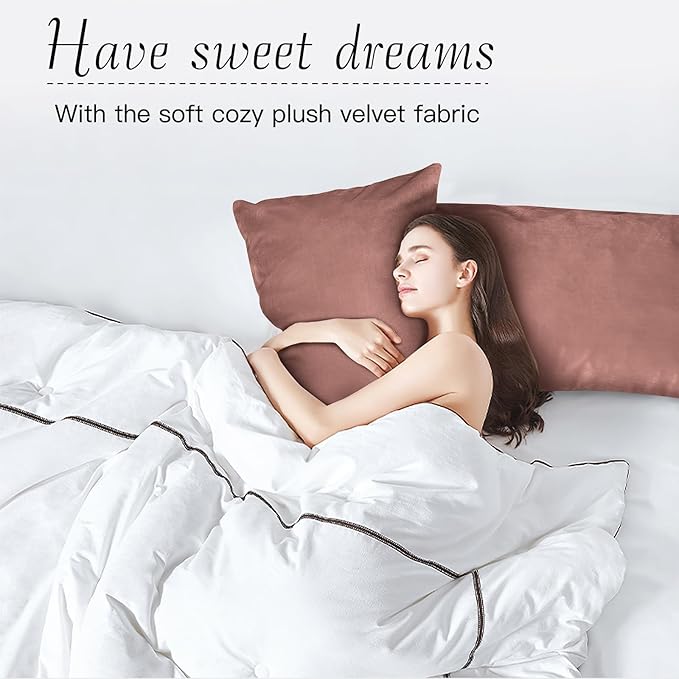 StangH Wild Rose Pink Soft Velvet Pillowcase Bed Pillow Cover for Hair and Skin, Queen Size 20 x 30 inches Set of 2, Luxury Warm Pillow Cover with Hidden Zipper