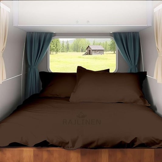 Twin RV Camper Sheet Set (39x75) – 100% Egyptian Cotton, Soft & Cooling, 16” Deep Pocket Fitted Sheet, Luxury Hotel Quality Bedding for RVs, Campers & Motorhomes (Chocolate Solid)