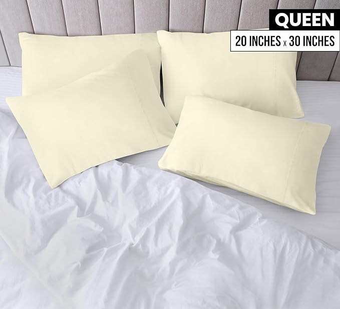 Utopia Bedding Queen Pillowcases - 4 Pack - Envelope Closure - Soft Brushed Microfiber Fabric - Shrinkage and Fade Resistant Pillow Covers Queen Size 20 X 30 Inches (Queen, Ivory)