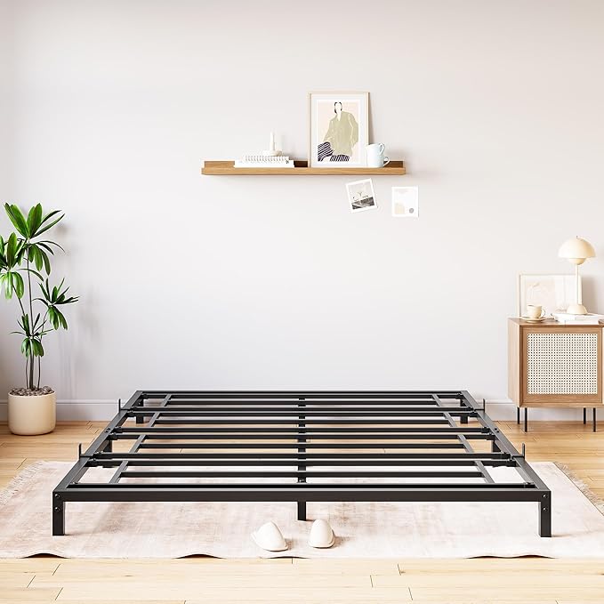 GarveeHome Full Size Bed Frame, 6 Inch Metal Platform Bed Frames with Heavy Duty Steel Slat Support, No Box Spring Needed, Noise Free,Anti-Sliding Slat,Easy Assembly, Under Bed Storage
