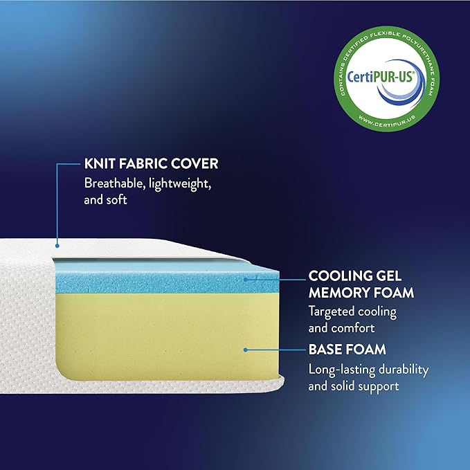 Best Price Mattress 6 Inch Memory Foam Mattress, Medium Firm, Cooling Gel Infused, Certified Safe Foams & Fabric, Mattress in a Box, Queen