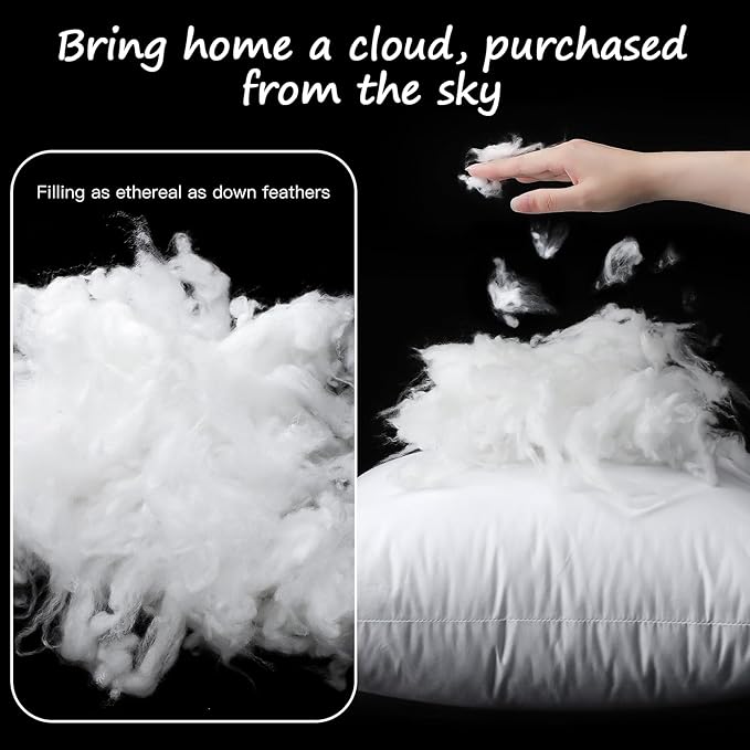 Artscope Synthetic Down Lumbar Pillow Insert, 16x26 Down Alternative Throw Pillow Insert. Ultra Soft Fluffy Sleeping Pillow with 100% Cotton Cover, Decorative Pillows-White.