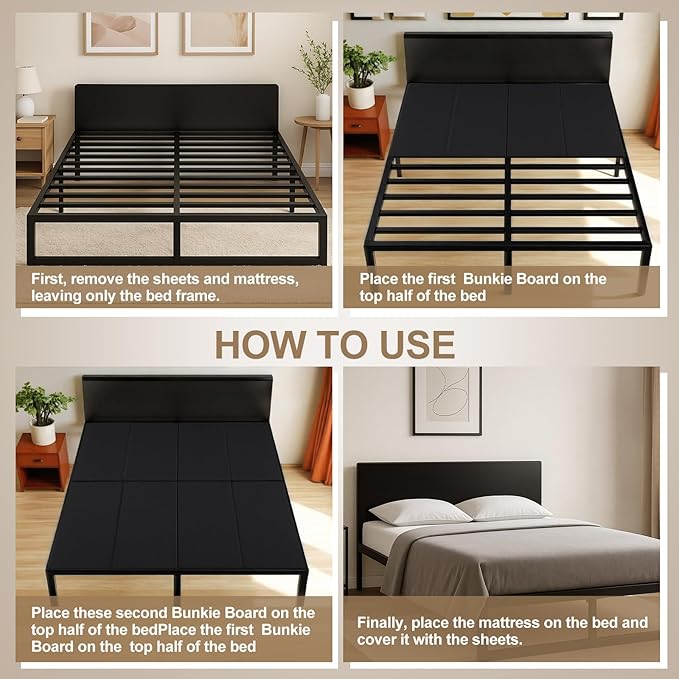 10mm Bunkie Board King Size 76 x 80" Heavy Duty king bunkie board Moisture Resistant Sleeper Sofa Support Under Mattress for Metal Frame Low Profile Bed Support, Platform Bed and Couch(Black)