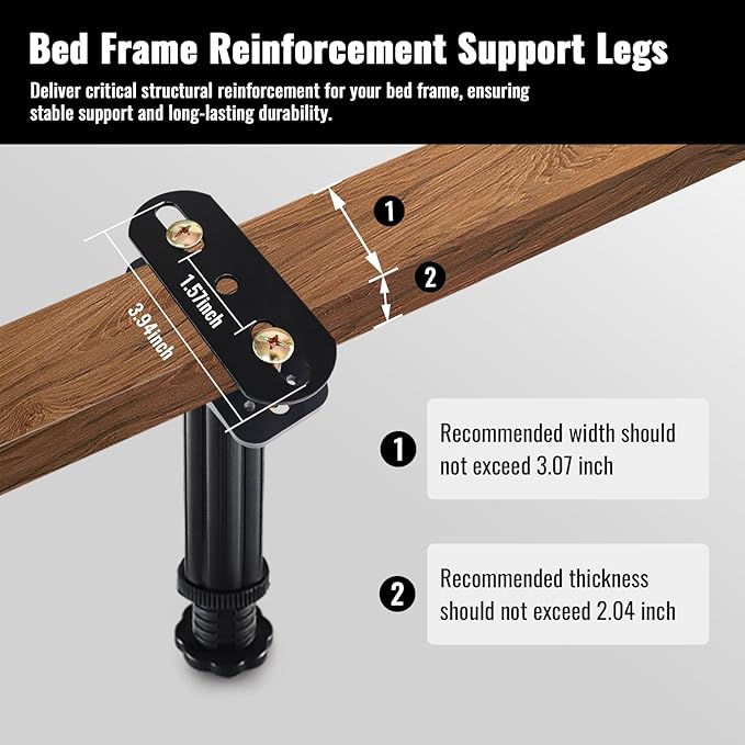 YHK 8PCS Adjustable Height Bed Support Legs 5.0-7.8inch, Heavy Duty Bed Frame Support Legs for Bed Slat and Frame, Plastic Bed Frame Support Replacement Bed Support Reinforcement Parts