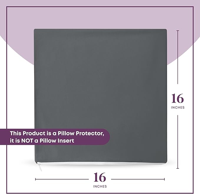 CIRCLESHOME Throw Pillow Protectors - 100% Cotton Breathable Pillowcases - 16 X 16 Square Pillowcases - Protects Pillows from Dirt, Dust and Debris (Square Pillow - 4 Pack- 16x16)