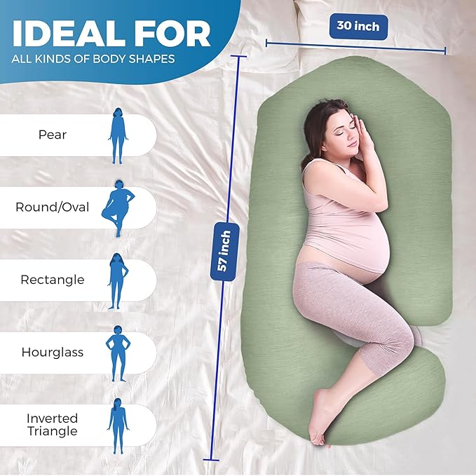 PILLANI Pregnancy Pillows for Sleeping - V C U Shaped Full Body Pillow with Removable Cover, 57inch Cooling Maternity Pillow for Pregnant Women, Support for Back Belly Legs Hip - Pregnancy Must Haves