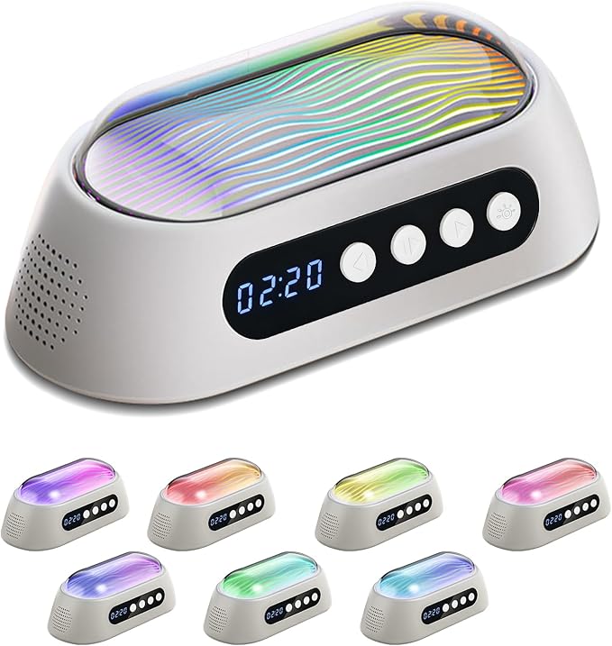 White Noise Machine for Sleep with Built-in Dual Speakers, 18 Soothing Sounds, 30–90 Min Timer, 7-Color Ambient Light, Memory Function, Battery Powered for Bedroom & Office