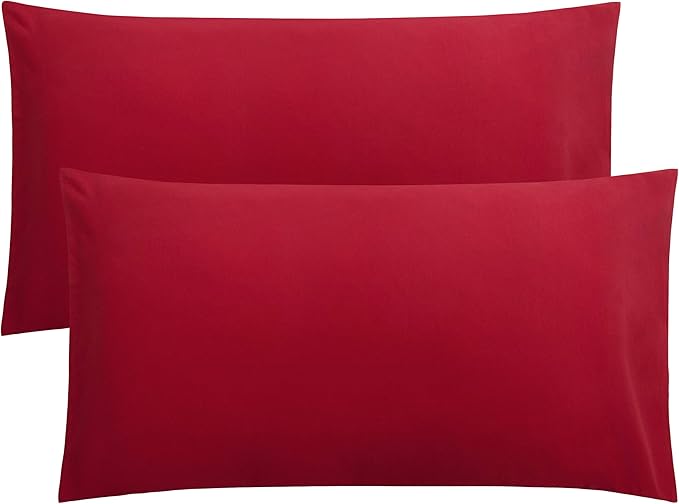 FLXXIE King Pillow Cases Set of 2, Soft Microfiber Pillow Covers with Envelope Closure, Wrinkle, Fade and Stain Resistant Pillowcases, 20x36, Wine Red
