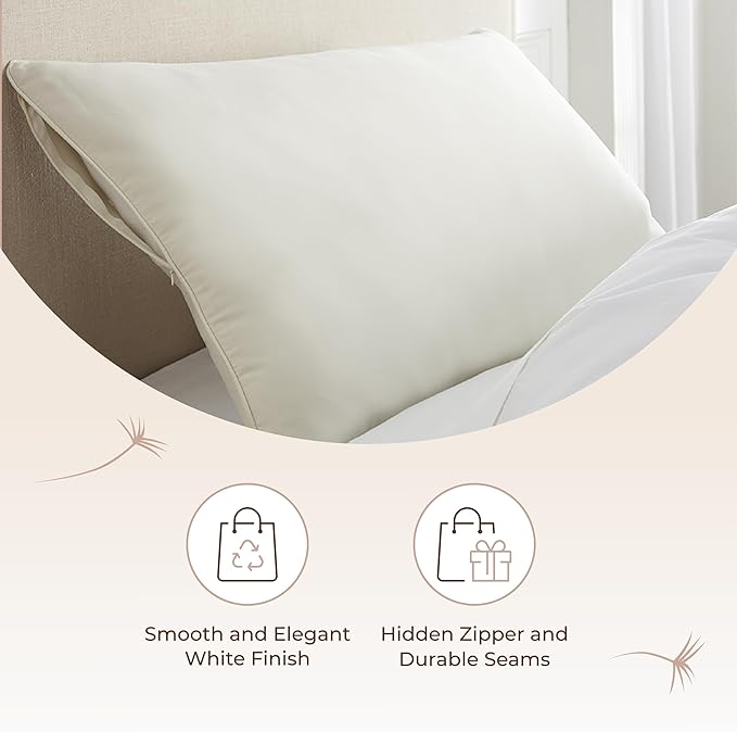 Organic Cotton Pillow Protector - 100% Waterproof Pillow Protector King Size GOTS & Fairtrade Certified - 140GSM Thicker Hypoallergenic Soft Breathable Cover with Edge Piping - 2 Pack (King)