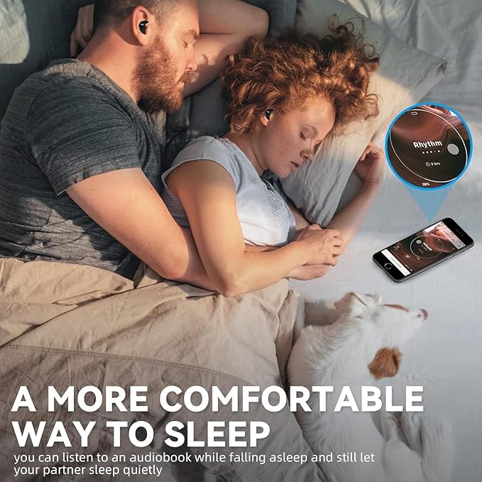 Invisible Earbuds, Sleep Earbuds for Side Sleepers, Mini Wireless Sleep Headphones with Physical Button Control, LED Digital Display, Ultra-Thin Lightweight Earbuds for Small Ears, Deep Black