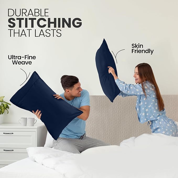 Utopia Bedding King Pillow Cases - 2 Pack - Envelope Closure - Soft Brushed Microfiber Fabric - Shrinkage and Fade Resistant Pillow Covers King Size 20 X 40 Inches (King, Navy)