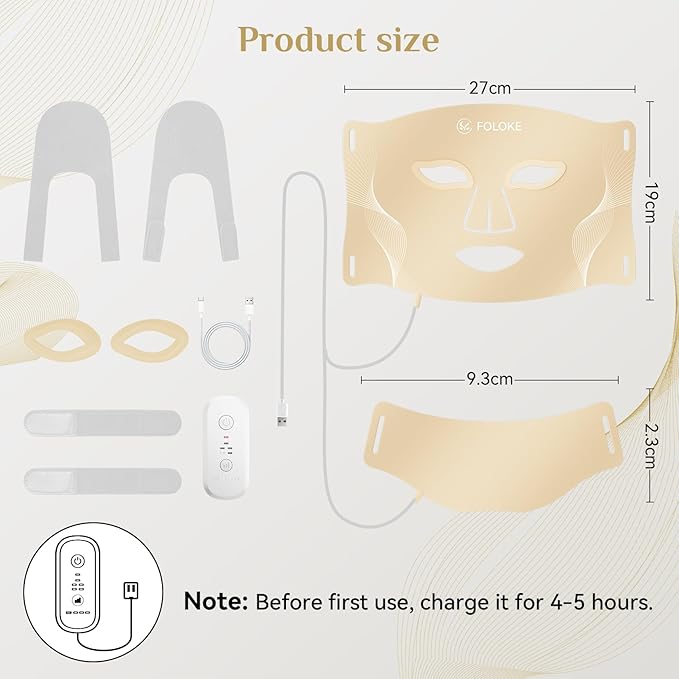 Red Light Therapy for Face, LED Light Therapy Mask Skin Care Mask & Neck, LED Red & NIR Light Therapy Wavelength for Home Use, Working Travel Yoga Sleep