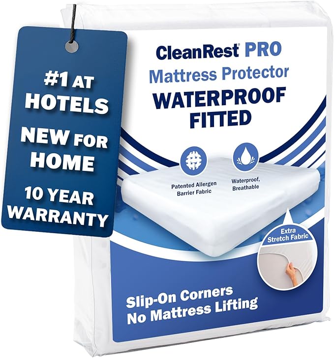 CleanRest Waterproof Mattress Fitted Sheet Protector, Ultimate Defense Against Spills and Wear, MicronOne Allergen Barrier, Breathable, Chemical-Free, Fits Mattress Depths 12" to 21" (California King)