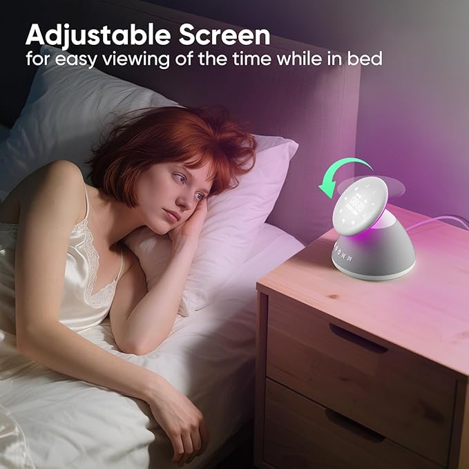 White Noise Sound Machine for Sleeping, 50 Non-Looping Soothing Sounds, 7 Color Night Light with Adjustable Brightness, Timer & Alarm Clock, Touch Screen Control for Baby, Kids, Adults, Home&Travel