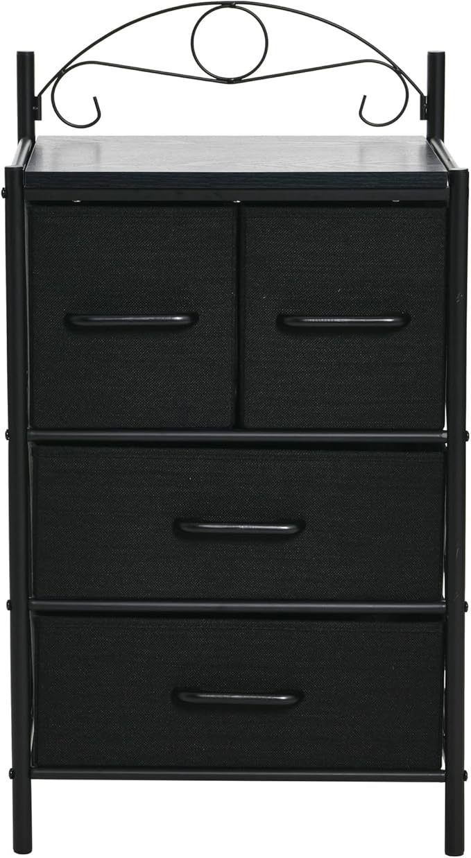 Household Essentials Black Oak & Iron Four Drawer Chest