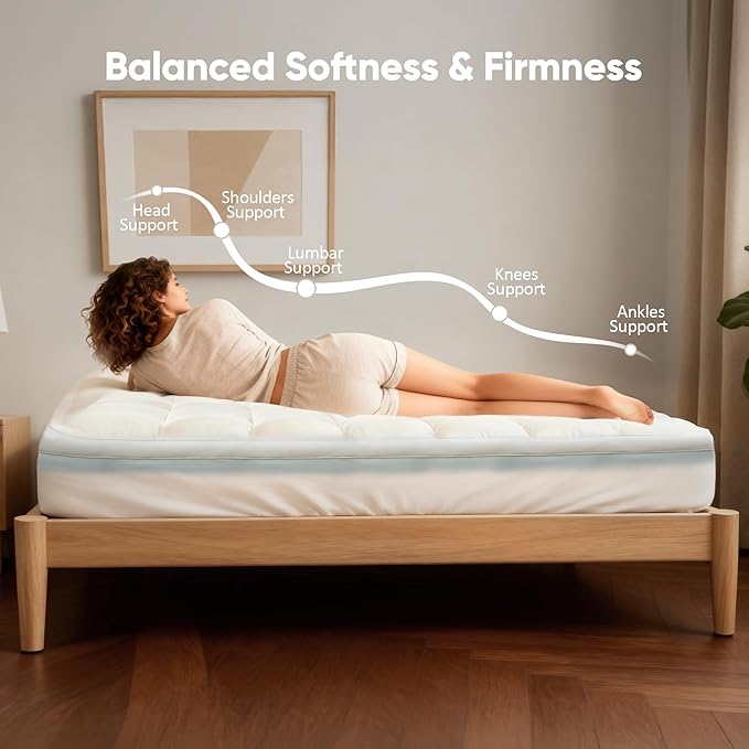 Twin XL 4 Inch Dual Layer Memory Foam Mattress Topper for College Dorm, 2 Inch Cooling Gel Memory Foam and 2 Inch Down Alternative Pillow Top Mattress Pad Cover 8-24 Inch Deep Pocket