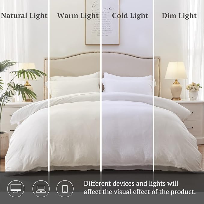 MILDLY Super Soft Duvet Cover - 100% Washed Microfiber White Comforter Cover Set 3 Pieces with Zipper Closure & Corner Ties (No Comforter)