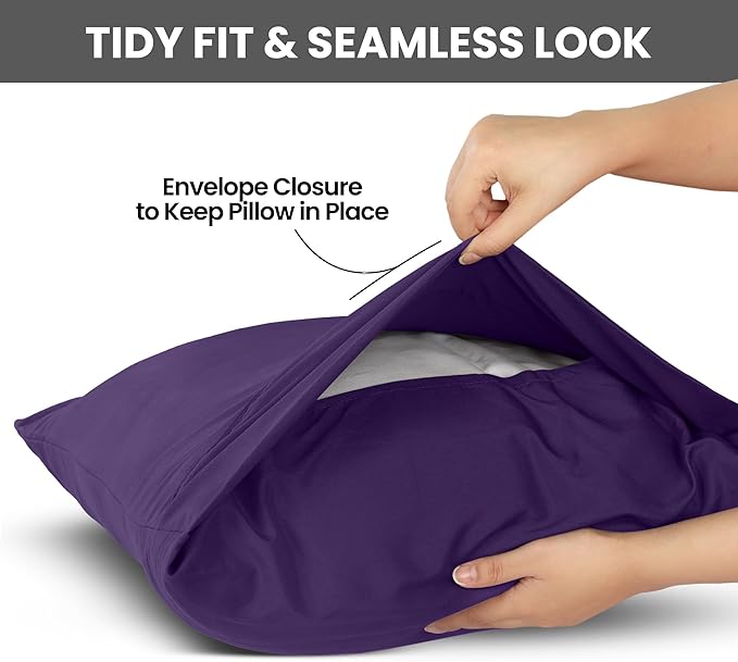 Utopia Bedding Pillow Cases Standard Size 2-Pack – Soft Brushed Microfiber – Envelope Closure – Perfect for Hospitals, Hotels, Guest Rooms – Oeko-TEX Certified, 20x26 Inches (Egg Plant)