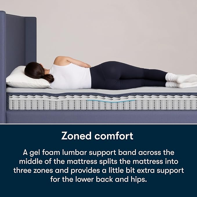 Serta Five Star Mattress Tranquility 8-Inch Medium – Queen– Zoned Lumbar Support, Cooling Foam, Pressure Relief – Bed-in-a-Box – 100 Night Trial, 10-Year Limited Warranty