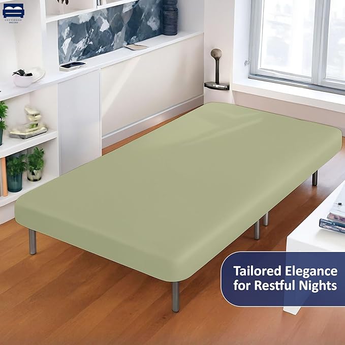 Cot Size 25" x 75" Fitted Sheet, 100% Egyptian Cotton, Perfect for Camp Bunk Beds/RVs/Guest Beds/Army Cots/Replacement Mattress - Sage