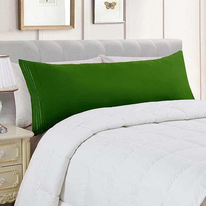 Elegant Comfort Luxury Ultra-Soft 1-Piece Pillowcase Set - 1500 Premium Hotel Quality Microfiber Double Brushed - Wrinkle Resistant, Body Pillowcase Size, Hunter Green