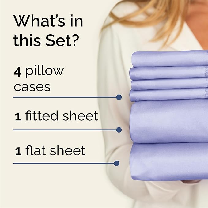 King 6 Piece Sheet Set - Comfy, Breathable & Cooling - Hotel Luxury Bedding for Women, Men, Kids, Teens and Children - 1 Flat & 1 Fitted Sheet & 4 Pillowcases w/ Deep Pockets - Wrinkle Free - Lavender