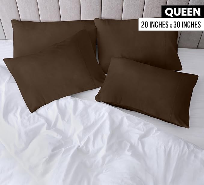 Utopia Bedding Queen Pillow Cases - 12 Pack - Envelope Closure - Soft Brushed Microfiber Fabric - Shrinkage and Fade Resistant Pillow Covers Queen Size 20 X 30 Inches (Queen, Brown)