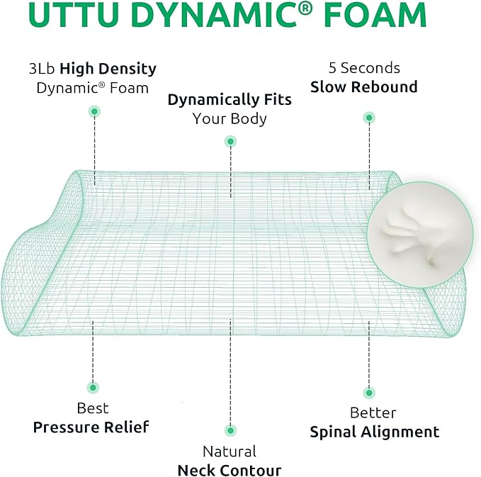 UTTU Cervical Pillow for Neck Pain Relief, Memory Foam Neck Pillow for Sleeping, Adjustable Orthopedic Sandwich Pillow, Contour Cooling for Side Back Stomach Sleeper, Queen(23.6"×13.8"×5.2"/4.5")