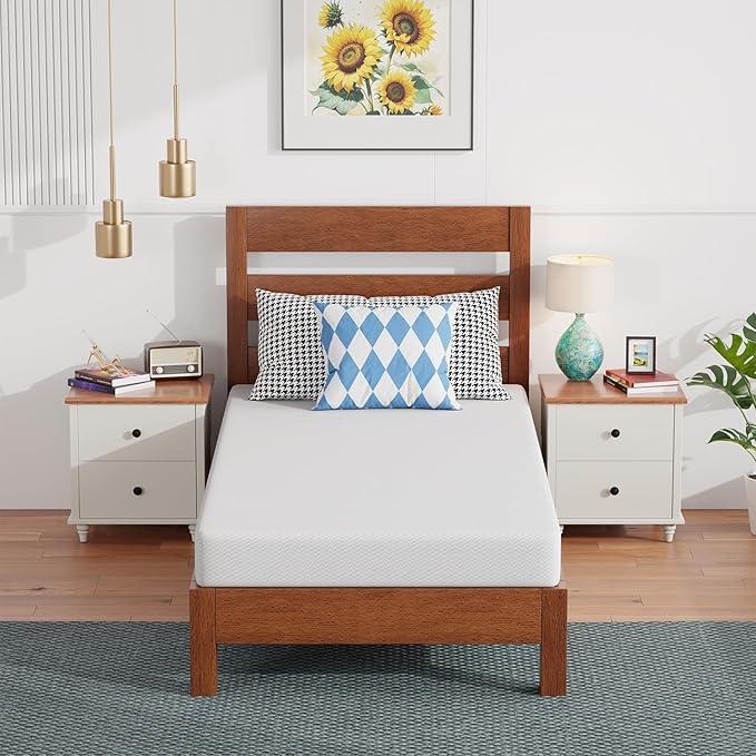 FDW 6 Inch Twin Mattress, Base Foam, Medium Firm Support, Breathable & Comfortable, Removable Washable Zipper Cover, Bed-in-a-Box，CertiPUR-US Certified