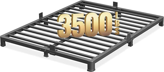 NKZ King Platform Bed Frame 4 Inch, Heavy Duty Metal Low Profile Bed Frame with Round Corner Legs, 3500lbs Weight Capacity Reinforced Frame, No Box Spring Needed，Noise-Free, Easy Assembly