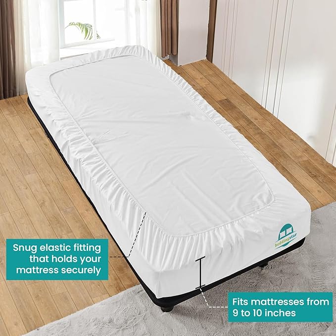 Full Fitted Sheet 54 x 75 Inches 10" Deep Pocket 100% Egyptian Cotton 600 Thread Count Snug Fit for Trifold Mattress, Narrow Twin, Camp Bunk, Guest Bed, Army Cot Soft & Breathable – White