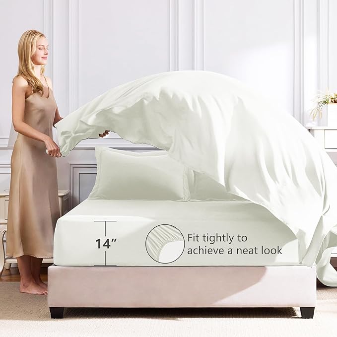 CozyLux King Size Comforter Set Ivory - 7 Pieces Bed in a Bag King, Luxury Soft Bed Set for All Seasons, Bedding Set with Down Alternative Comforter, Sheets, Pillowcases & Shams