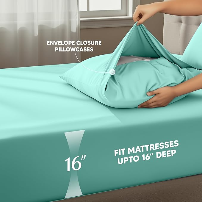 Utopia Bedding Twin XL Sheet Set – 3 Piece Bed Sheets for Twin XL Size Bed, Soft and Breathable Microfiber, Includes 1 Fitted Sheet, 1 Flat Sheet and 1 Pillowcase – Oeko Tex (Spa Blue)