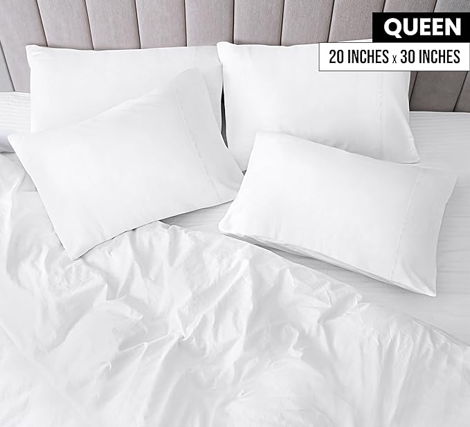Utopia Bedding Queen Pillow Cases - 4 Pack - Envelope Closure - Soft Brushed Microfiber Fabric - Shrinkage and Fade Resistant Pillow Covers Queen Size 20 X 30 Inches (Queen, White)