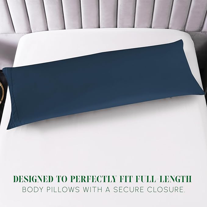 Elegant Comfort Luxury Ultra-Soft 1-Piece Body Pillowcase - 1500 Premium Hotel Quality Microfiber Double Brushed - Wrinkle Resistant, Body Pillowcase Size, Navy Blue