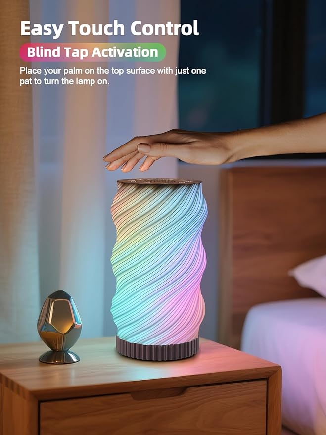 Touch Bedside Lamp with Sound Machine for Adults, Dimmable Night Light for Bedroom, 3-in-1 Bluetooth Speaker & White Noise Machine for Sleeping, Relaxation Dynamic Mood Lighting (Campfire/Breathing)