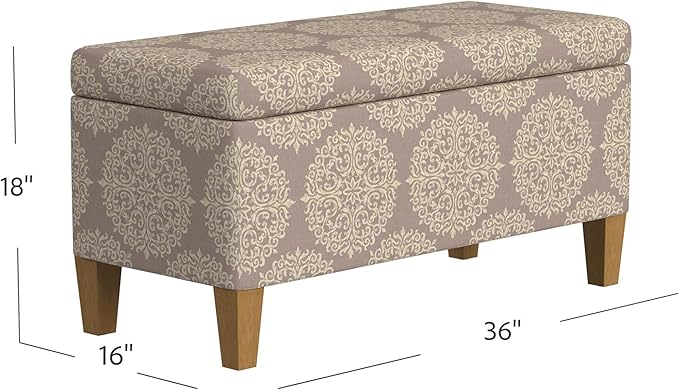 HomePop Drake Large Decorative Storage Bench -Brown Medallion
