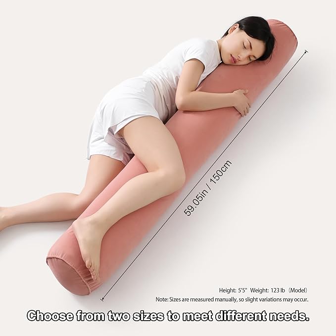 Body Pillow for Adults,Long Round Pillow,Big Cylindrical Pillow,Large Full Bolster Pillows for Side Sleepers (Blush Pink, 59"*7.87")