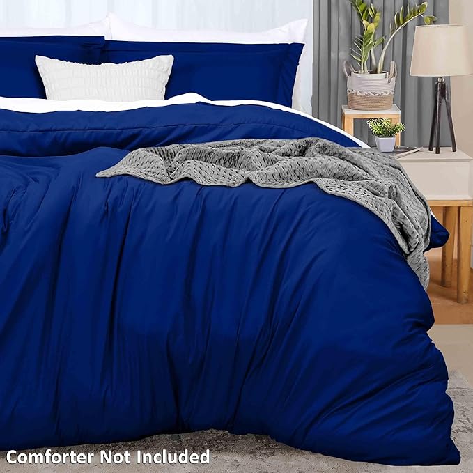 Utopia Bedding Duvet Cover King Size - 3 Piece with Zipper Closure - 1 Comforter Cover 104X90 Inches & 2 Pillow Shams 20X36 Inches (Royal Blue) Comforter Not Included