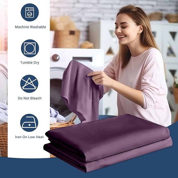 Pillowcases Standard 4 Pack, 20x26 Pillow Cases with Envelope Closure, Soft Plain Brushed Microfiber Covers Breathable Wrinkle-Resistant, Dark Purple