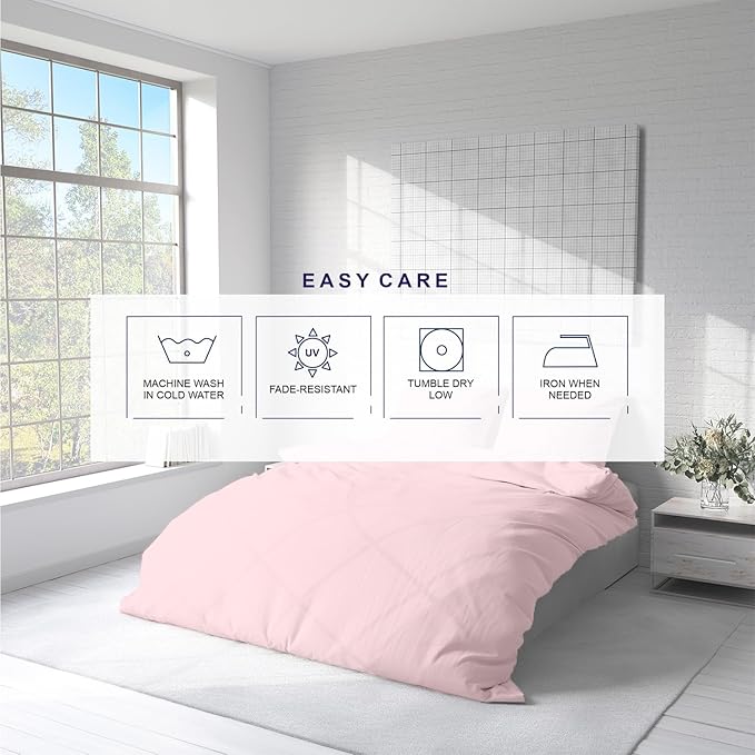 Kotton Culture 3 Pc Duvet Cover Queen Size/Full Size Set-100% Egyptian Cotton 600 Thread Count Ultra Soft Premium Durable Comforter Cover Zipper Closure & Corner Ties- (Pink Blush, 90" X 90")