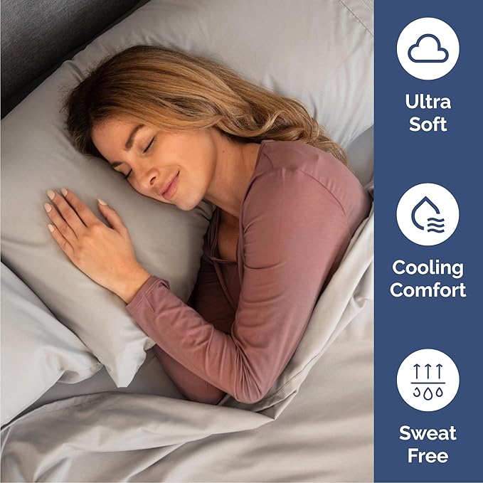 Cal King 6 Piece Sheet Set - Comfy, Breathable & Cooling - Soft Hotel Luxury Bedding for Women, Men, Kids, Teens and Children - 1 Flat & 1 Fitted Sheet & 4 Pillowcases with Deep Pockets - Light Grey