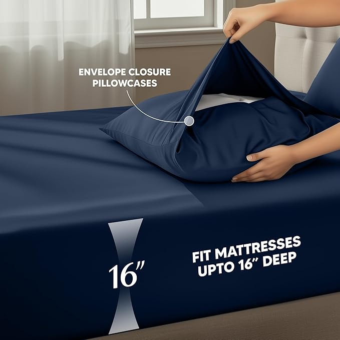 Utopia Bedding Twin XL Sheet Set – 3 Piece Bed Sheets for Twin XL Size Bed, Soft and Breathable Microfiber, Includes 1 Fitted Sheet, 1 Flat Sheet and 1 Pillowcase – Oeko Tex (Navy Blue)