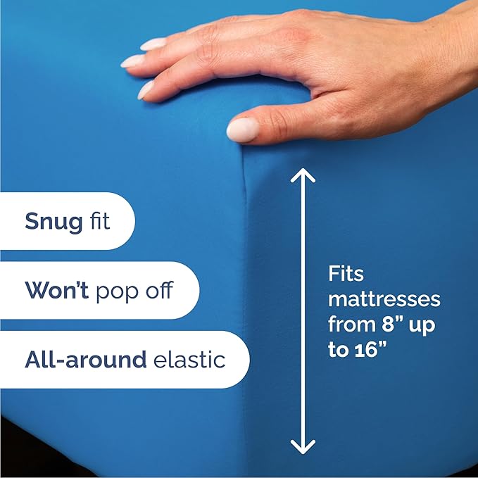 Cal King Size 4 Piece Sheet Set - Comfy Breathable & Cooling Sheets - Hotel Luxury Bed Sheets for Women & Men - Deep Pockets, Easy-Fit, Soft & Wrinkle Free Sheets - Royal Blue Oeko-Tex Bed Sheet Set